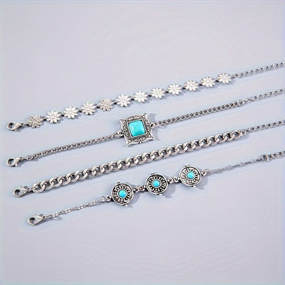 Bracelet empilé en pierre céleste | Or blanc