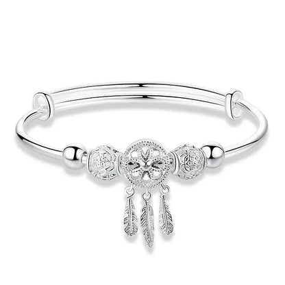 Bracelet attrape-rêves ajustable | Or blanc