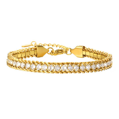 Bracelet en acier inoxydable avec chaîne de brillants | Or