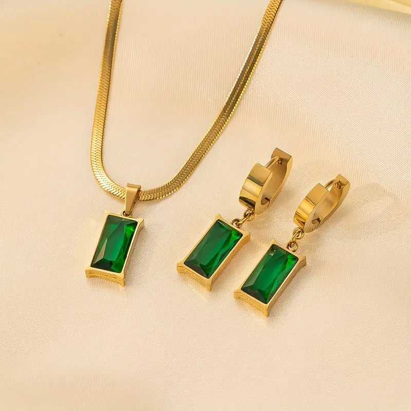 Collection complète de bijoux Lina émeraude | Or