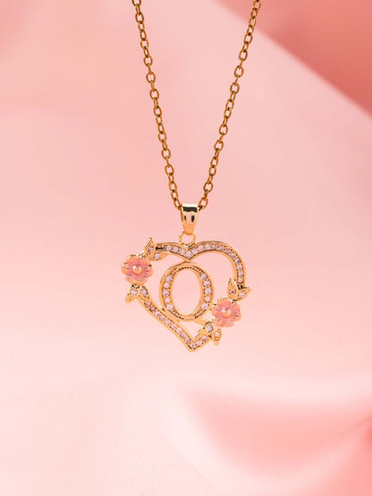 Collier initiale charme floral | Or