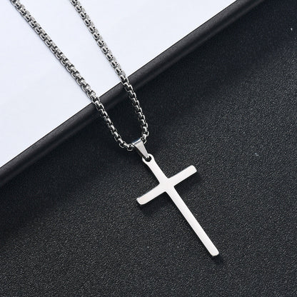 Collier avec croix « Foi Élevée » | Or blanc