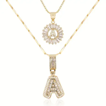 Collier initial en pavé | Or blanc