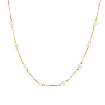 Ensemble complet de collier et bracelet avec des marguerites en acier inoxydable | Or