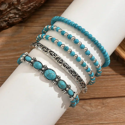 Ensemble de bracelets boho avec des perles turquoise | Or
